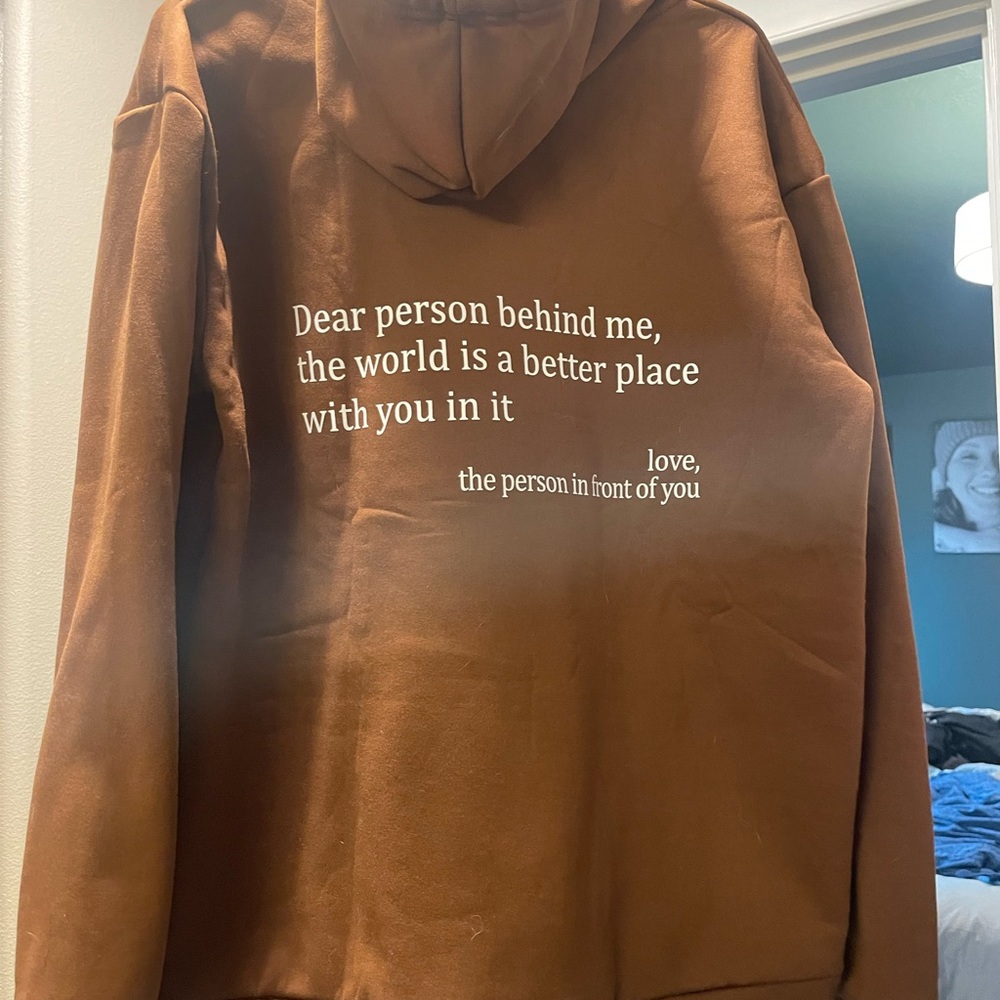 Brown Hoodie with Inspirational Quote